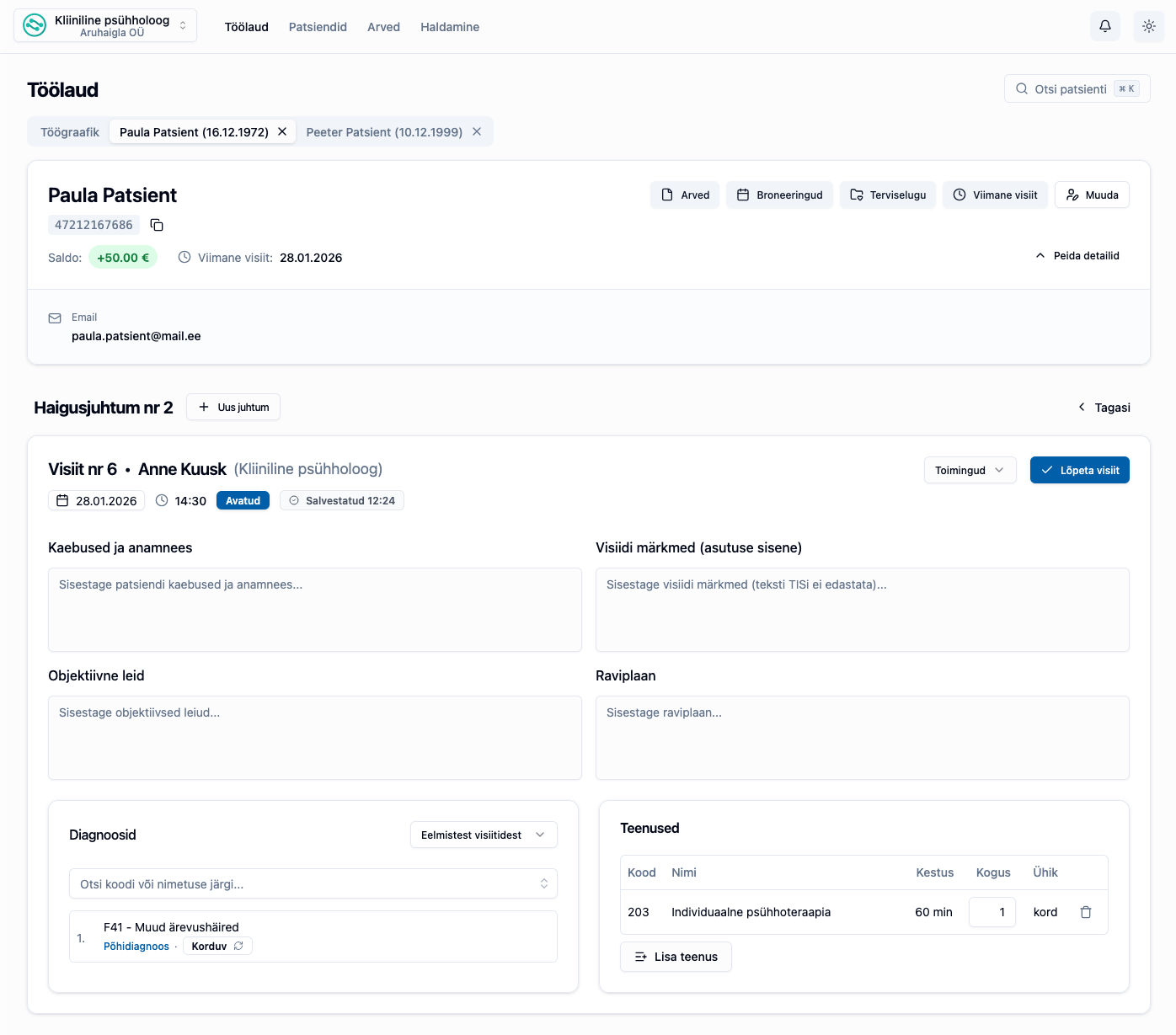 MinuPatsient feature screenshot